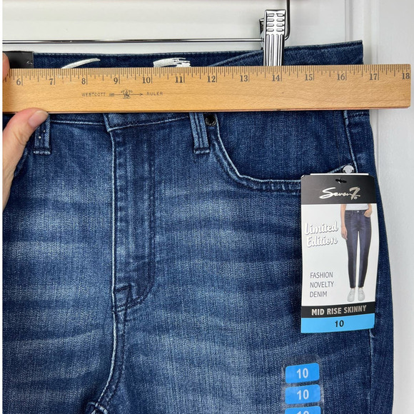NWT Seven7 Limited Edition Mid Rise Skinny Two Tone Women's Denim Jeans Size 10 - Picture 6 of 9